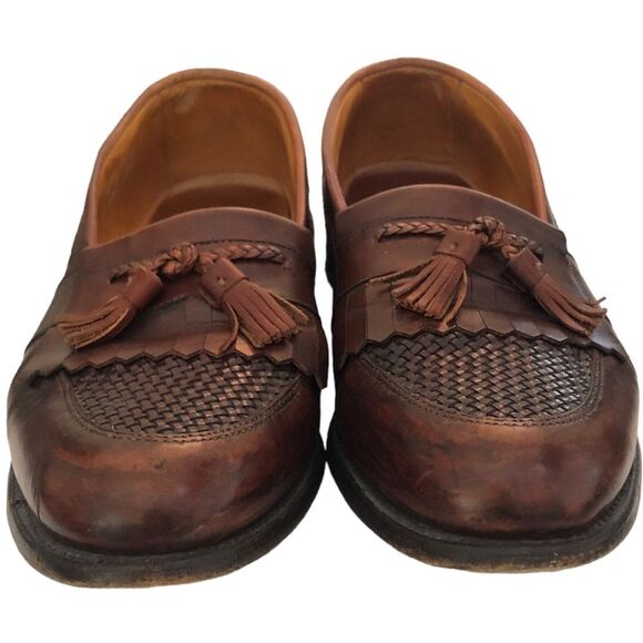 Allen Edmonds Cody Loafers 11.5 Brown Leather Tassel Kiltie Woven Classic Men’s - Picture 11 of 15